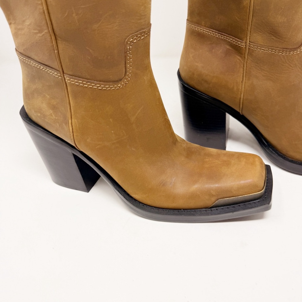 Jeffery Campbell East Austin Cowboy Leather Tall Heeled Square Toe Boots 10 - Picture 4 of 12